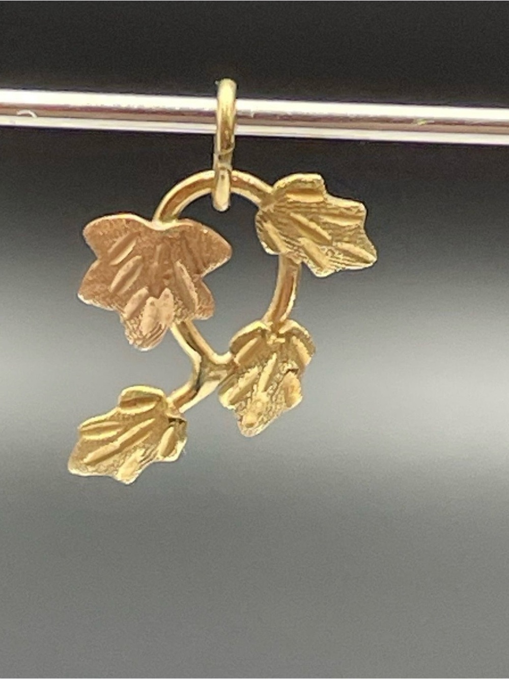 14k Yellow & Rose Gold Leaf Design Charm - 0.26g